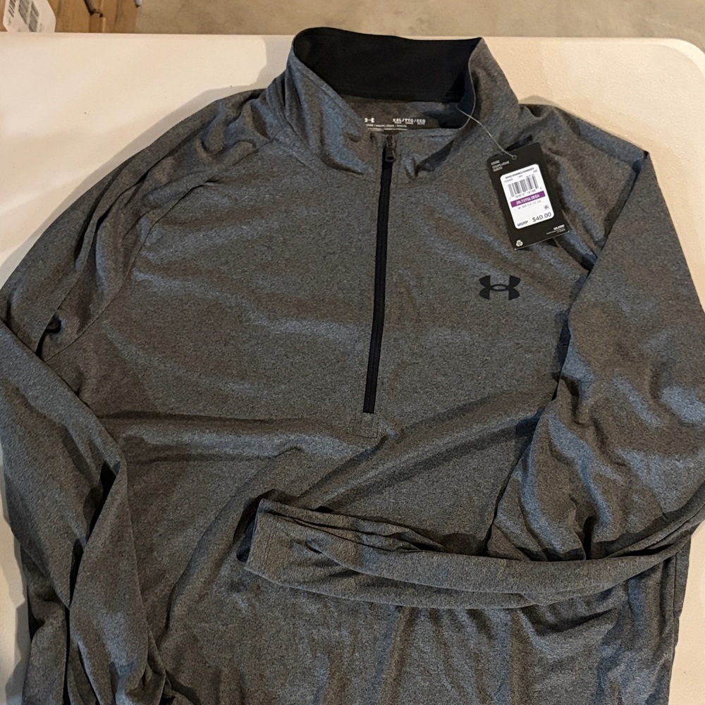 Under Armour Men's Heather Gray Quarter-Zip Performance Pullover